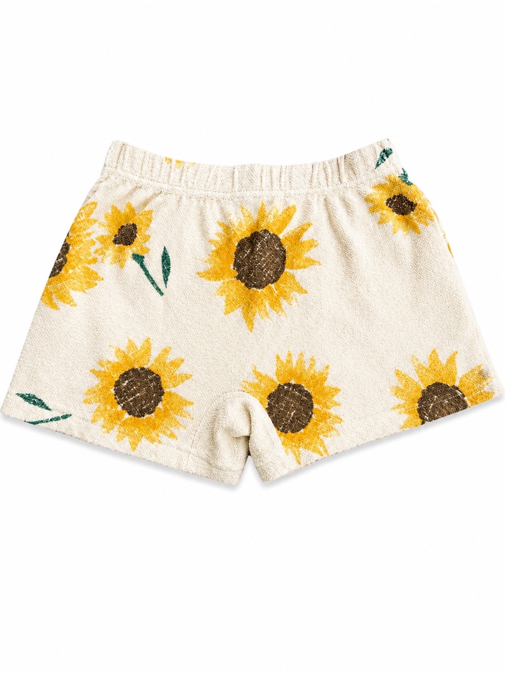 Urban Outfitters Sunflower Terry Knit Lounge Shorts - Yellow on Cream Size Small